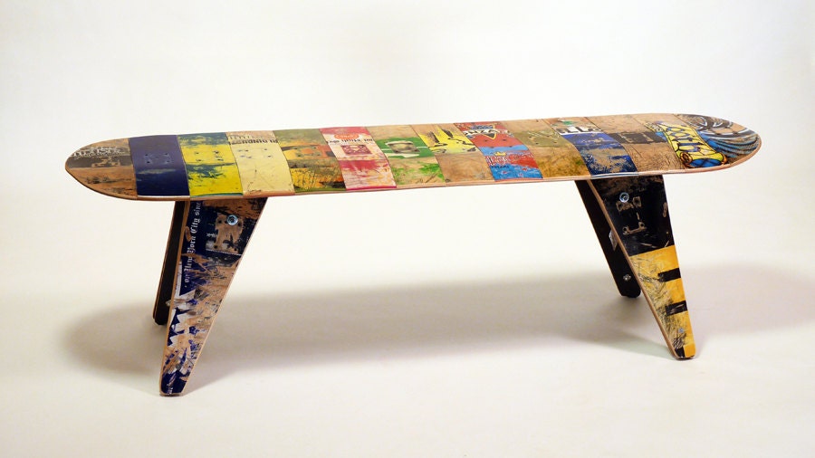 recycled skateboard bench - 60" Three seater