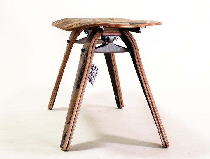 recycled skateboard bench - 60" Three seater