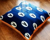 FUNKY Meditation Floor pillow cover Genuine wax print batik and Burlap Back - 26 x 26 inches