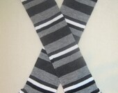 Leg/Arm Warmers - Baby Leggings - Grey, Black, & White Stripes