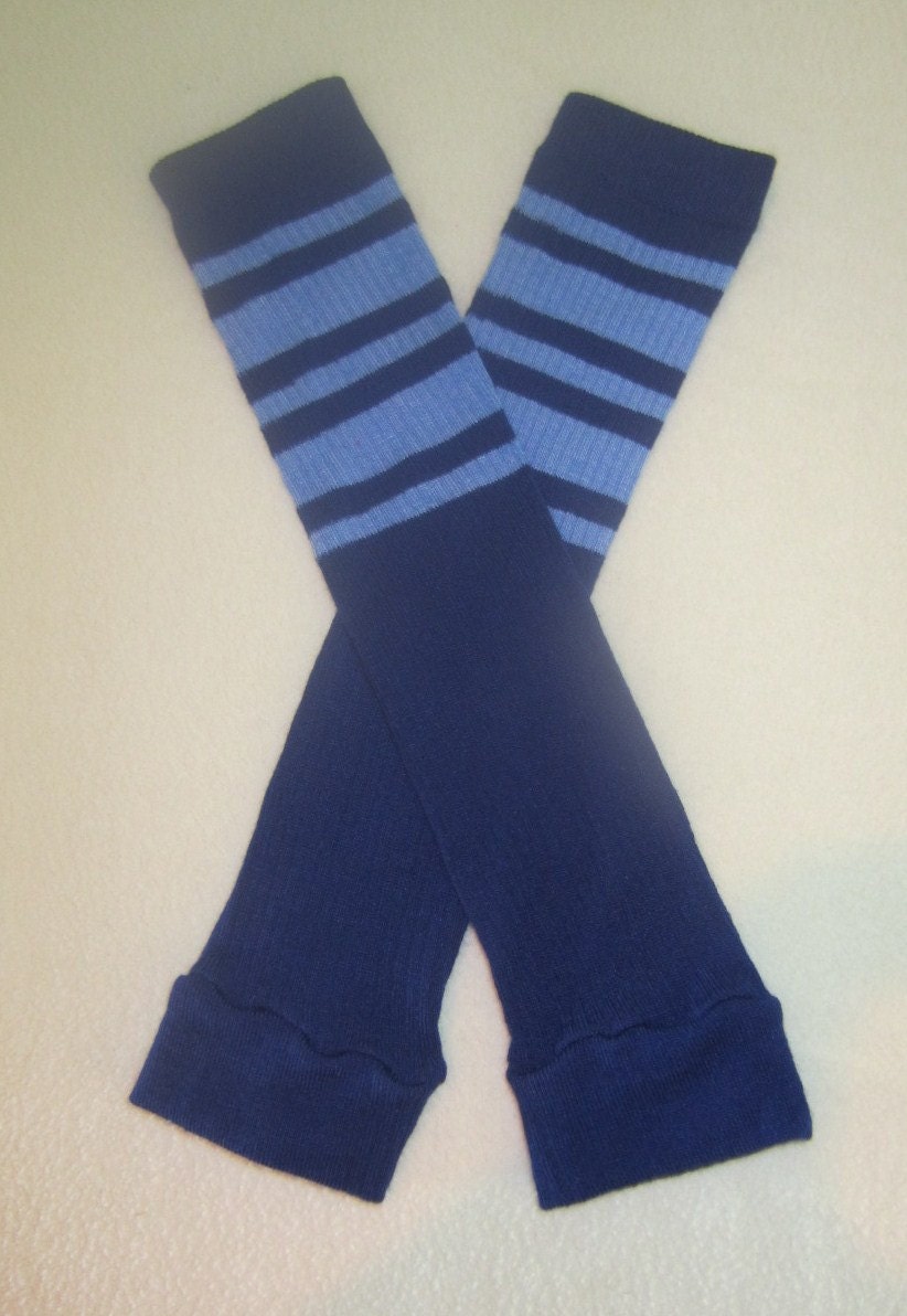 Leg/Arm Warmers - Baby Leggings - Dark Blue with Blue Stripes