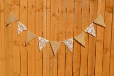 Burlap and Lace Bunting Banner Garland Wedding Shower Party Decoration Photo Prop - We Do Custom Banners