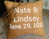 Personalized Ring Bearer Pillow Burlap Name Date Saying Wedding - We Do Custom Pillows