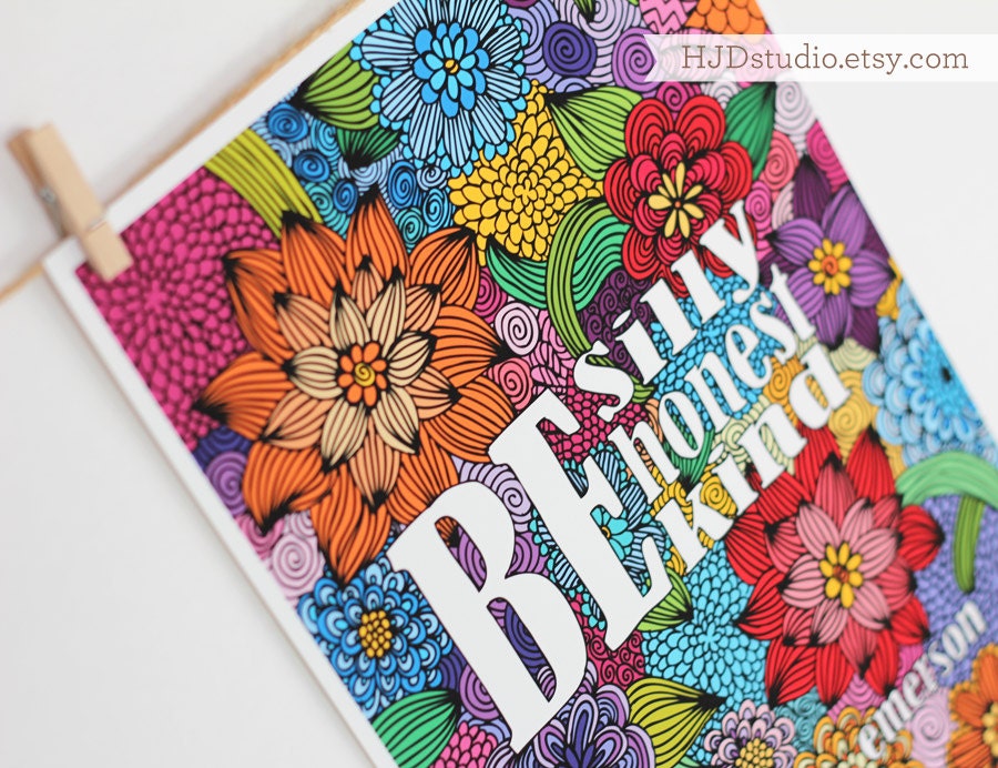 8x10 - Be silly, be honest, be kind  - Art print - Illustration