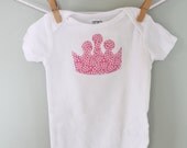 Pink Princess Crown Onesie for baby girl Ready to Ship:  Size 9 months