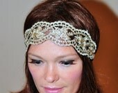 Lace Headband Gold Black Hair band Headwrap Stretch Headcovering Vintage Headband Wedding Valentine Day Gift