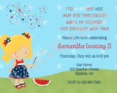 4th of july birthday invitation - choose your girl - DIY Print Your Own