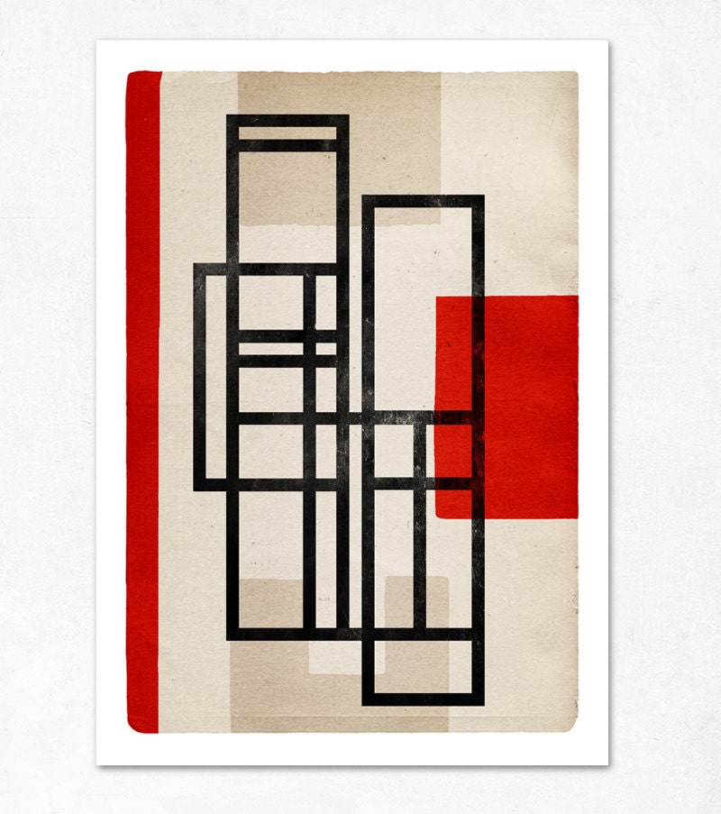 STRUCTURES 3 (Black, red, beige) . Geometric print 11.70 x 16.50 (A3). (Special spring offer: Get a geometric poster for free)