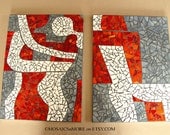 Group of 2 Mosaic Fine Art Wall Hangings HANDMADE BY ME - Erotic