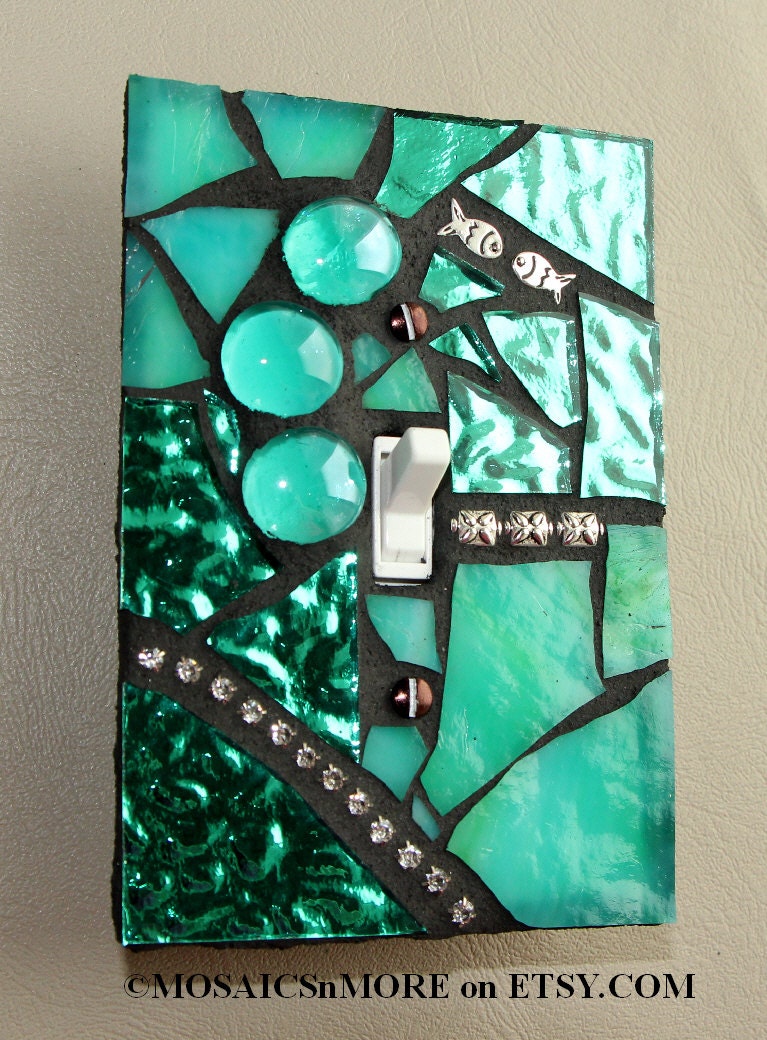 Turquoise Treasure - OVERSIZED Single Mosaic Light Switch Cover Wall Plate