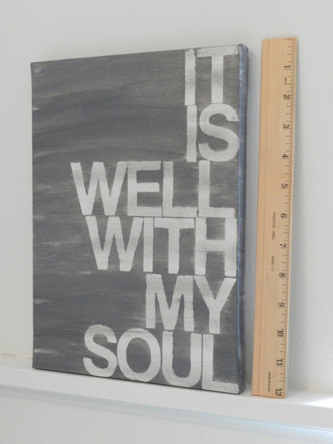 It is well with my soul - hand painted canvas sign - 9x12 - gray - word art - hymn lyrics