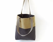 Minimalism OLIVE. Olivekhaki and darkgray canvas / shoulder Bag / Tote / School bag / Diaper bag, Design by BagyBags