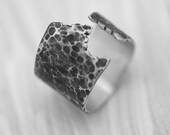 Hammered Silver Ring - Oxidized Silver Ring - Modern Silver Band
