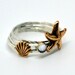 Seashell, Starfish, Gemstone, Stackable Sterling Silver Rings, Hammered Silver, Stacking, Nautical Rings, Seaside Rings