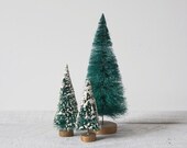 Vintage Bottle Brush Trees - Retro Christmas Decorations, Lot of 3