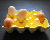 French Vintage Egg Carton in  Bright Yellow Porcelain