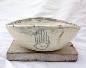 Ceramic Stoneware Serving Bowl with Abstract Drawings