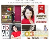 INSTANT DOWNLOAD - Head of the Class 2013 Graduation Announcements - Photoshop Templates for Photographers