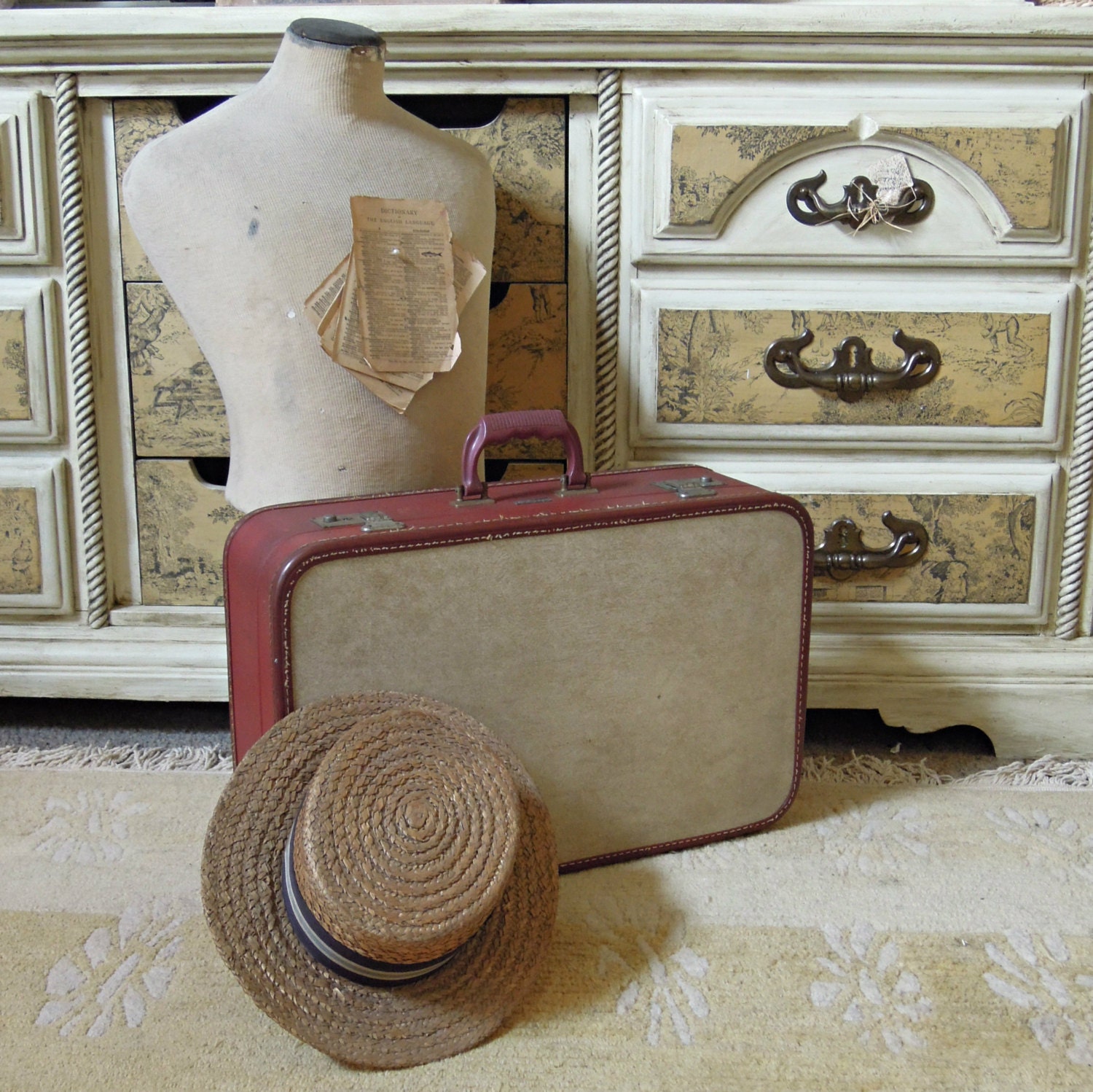 Vintage Two Tone Brown and Tan Globester Suitcase