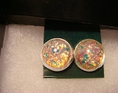 Silver Fire Opal Earring Studs (966)