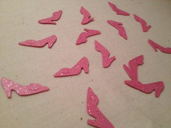 Pink glitter high heel shoe Cinderella slipper confetti