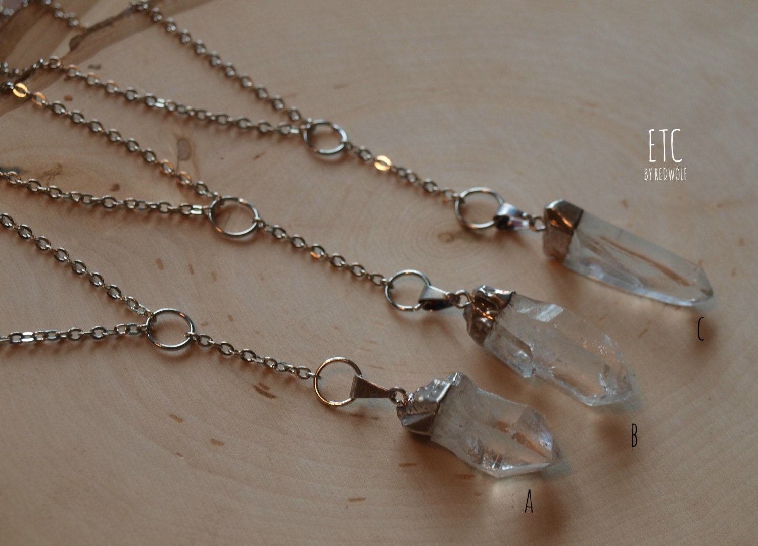 CLEARANCE You Pick Silver Dipped Crystal Quartz Rosary Necklace