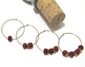 Carnelian Wine Charms/Wine Markers Gold Drink IDs Party Favors Housewarming Gift