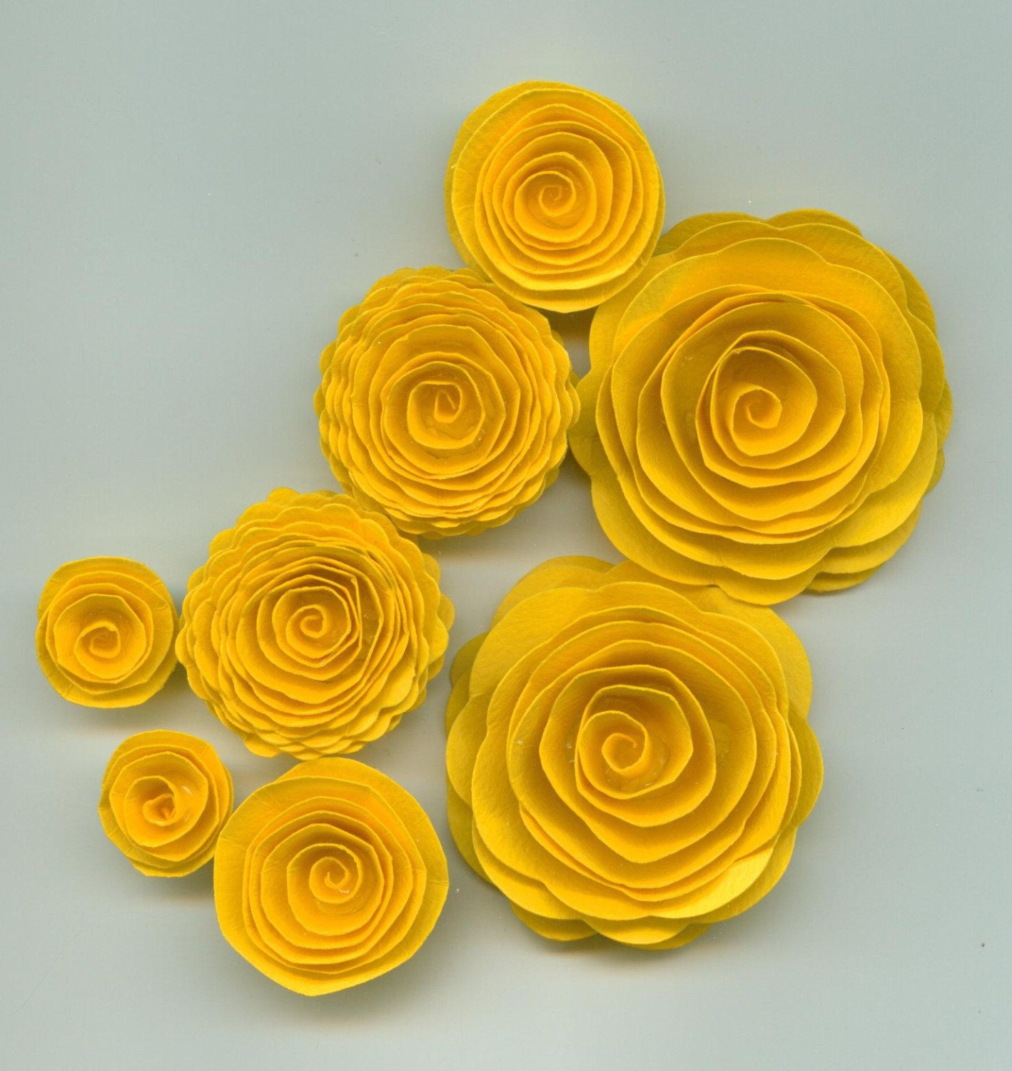 Slicker Yellow Handmade Spiral Paper Flowers