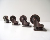 Metal Caster Wheels with Metal Mounting Plates and Ball Bearings Set of 4 Screw on Casters Industrial Salvage