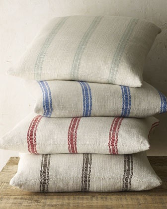 Pillow cover Cushion cover 24x24  Very French Laundry linen grain sack stripe brown, tan