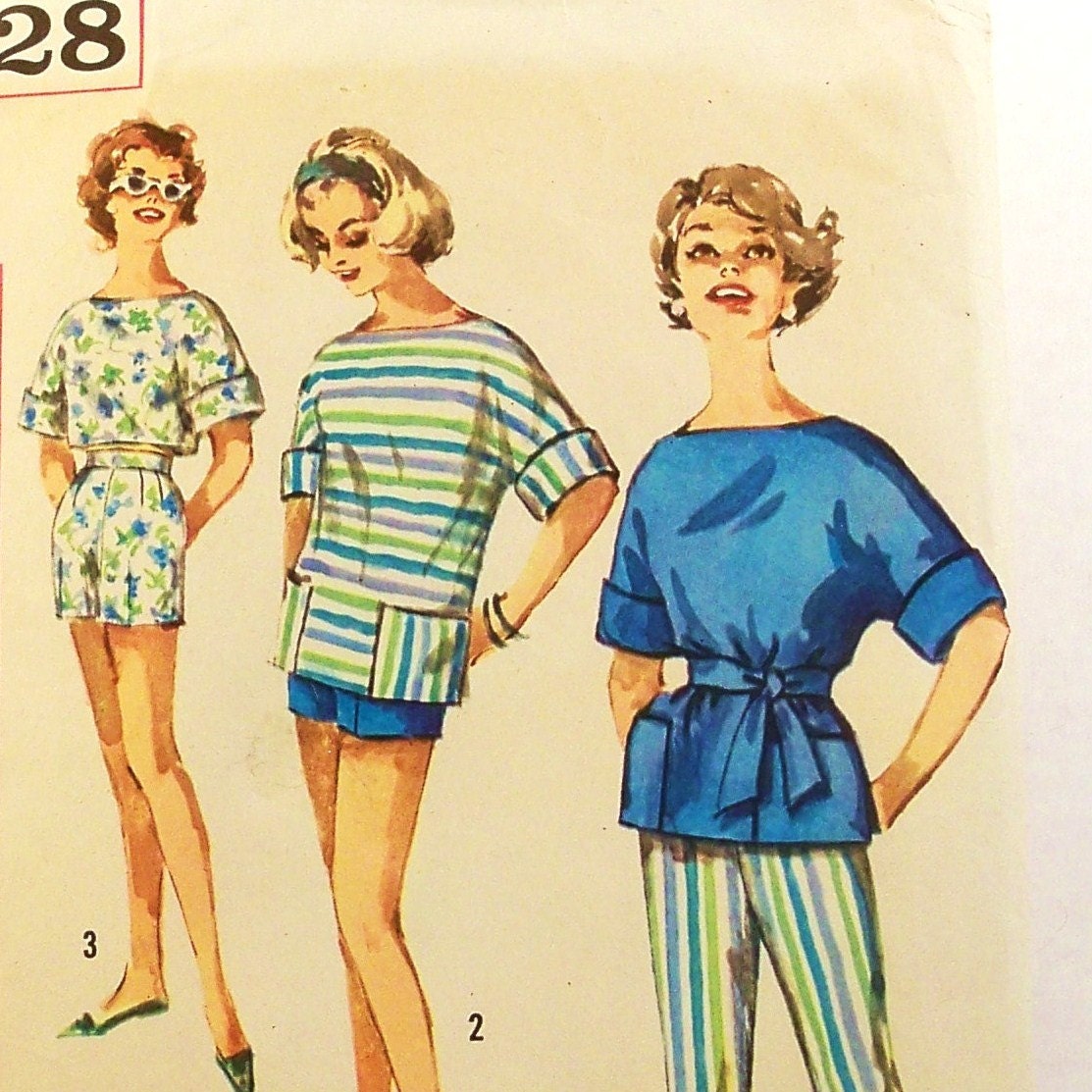 Vintage Mad Men Beach Wear Pattern 1960s Size 14 Bust 34 Simplicity 3428