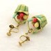 Vintage 1950s Tutti Frutti Basket Earrings Rose Green Screw Backs Optional Pierced
