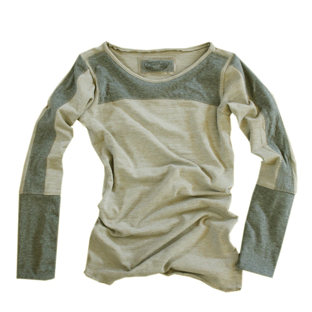 Womens top pull over color blocking long sleeve by tratgirl