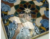 Vintage Mexican Tile Trivet, Hand Painted Clay Tile