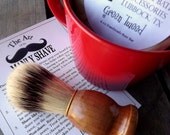 Mens Valentines Gift, Shaving Mug Set, Red Vintage Styled Shaving Mug,  Grooming Kit, Boar Brush, Handmade Soap