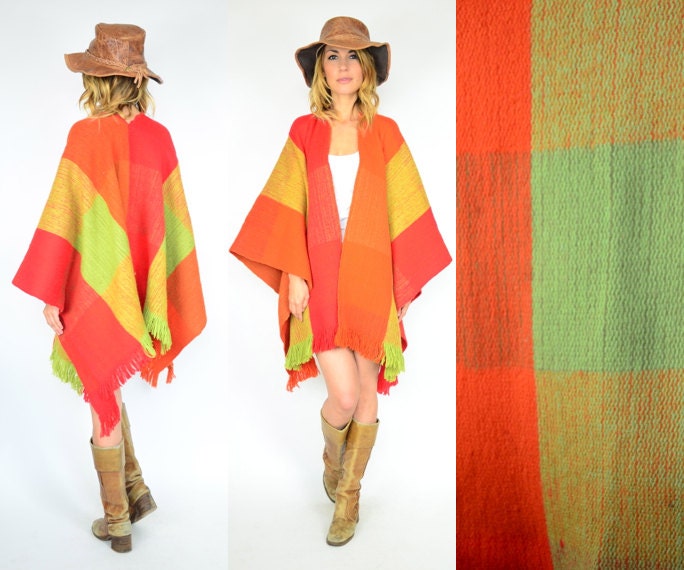 handwoven STARBURST boho ethnic FRINGED hippie unisex southwestern PONCHO cape, one size fits all