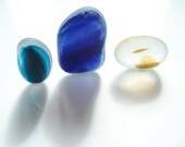 Sea Glass collectable pieces, Teal, Indigo and Sunset - P021 - from Seaham, UK
