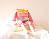Felt Plush Doll, Stuffed Pink Robot, Soft Doll Toy