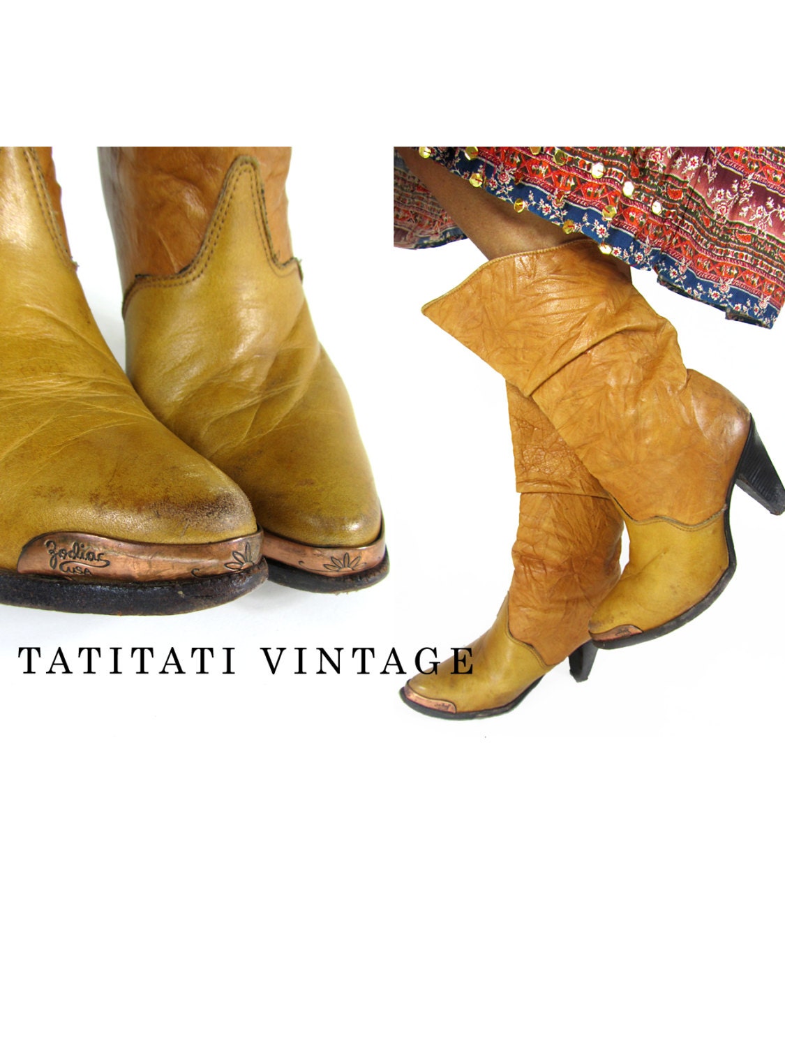 Vintage 70s ZODIAC USA SOUTHWESTERN Boots - Vintage Clothing by TatiTatiVintage on Etsy