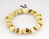 Ox Bone 14mm x 12mm Beads Skull Beads Buddhist Prayer Wrist Mala  T2948