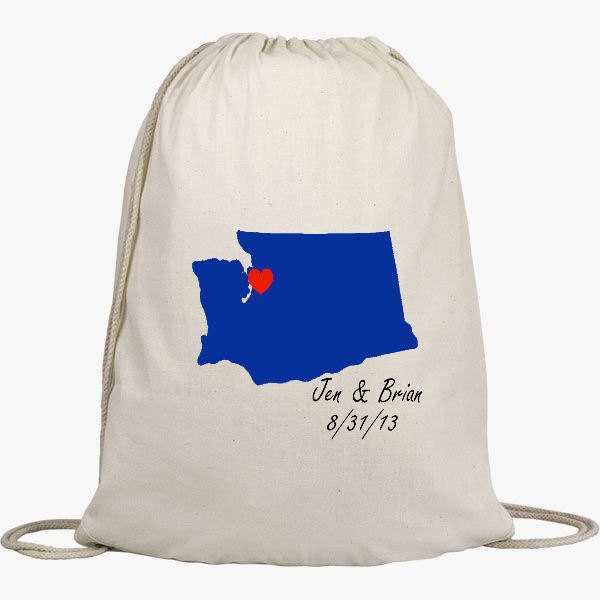 Your State- Cinch Sack- Backpacks - Drawstring Bags - Favors - Beach Bags - Natural Cotton Bag - WEDDING WELCOME BAG