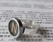 Initial N Typewriter key ring - typewriter key jewelry