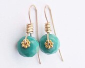 Genuine Turquoise Drop Earrings Small Turquoise Earrings Gold Vermeil Gold Filled Earrings