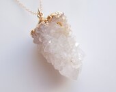 Spirit Quartz Druzy Necklace, Statement Jewelry, One Of A Kind, Large Size