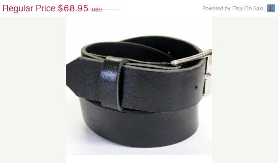 SALE NEW Leather Belt - Black - Handmade in the U.S.A.