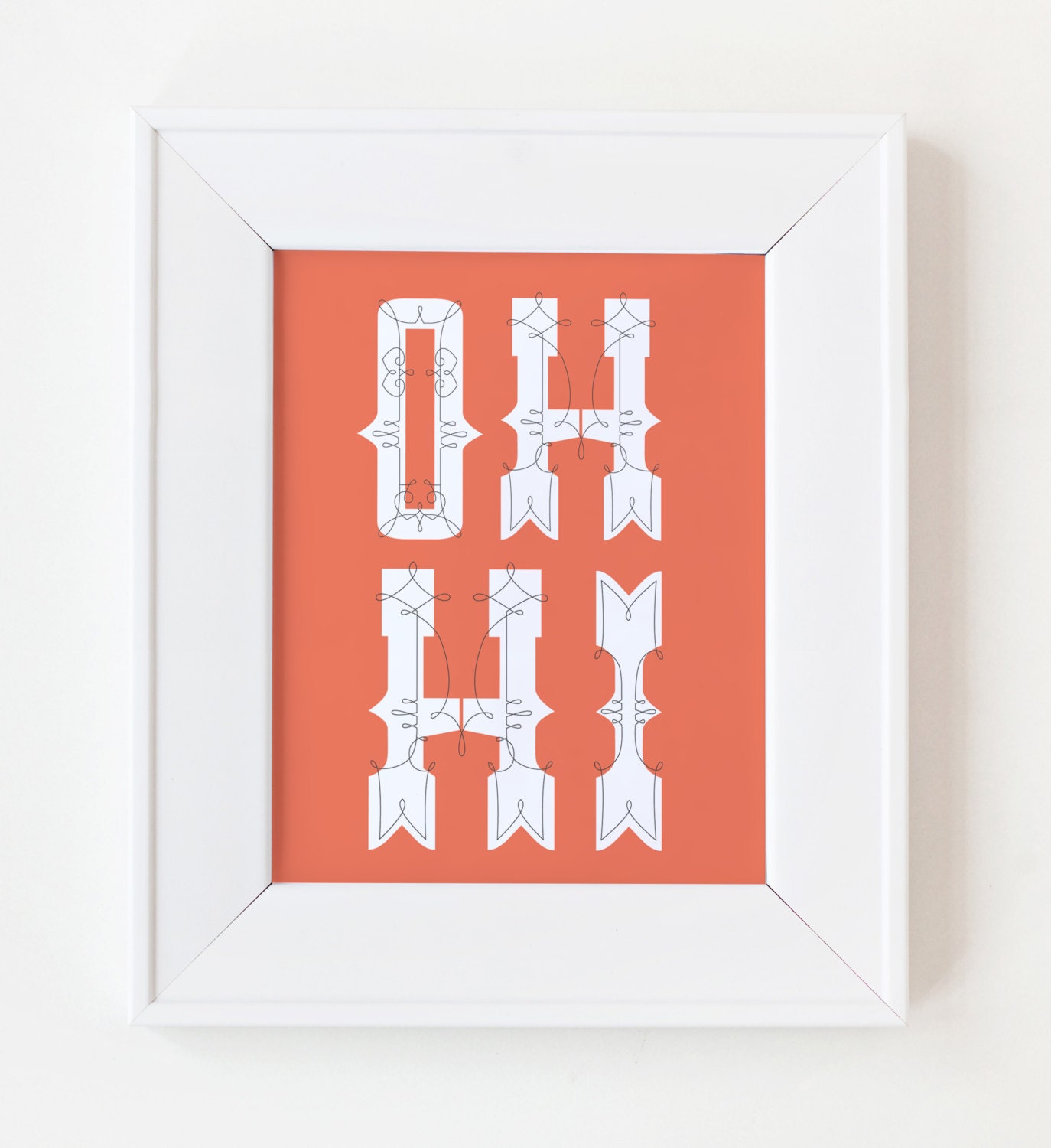 11x14 Oh Hi Print. Typography. Coral Pink background - 150C