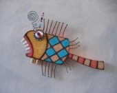 Twisted Piranha 3, Original Found Object Sculpture, Wall Art, Wood Carving, by Fig Jam Studio