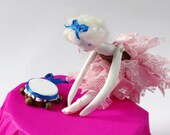 Apolline at the grand ballet - Original Handmade Paper Clay Doll - One Of A Kind