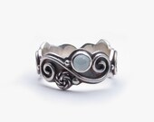 Aquamarine Ring - handmade sterling silver filigree ring, blue gemstone