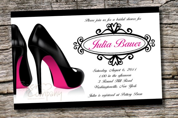 STILETTO CHIC Bridal Shower Bachelorette Party Invitation - You Print Il_570xn